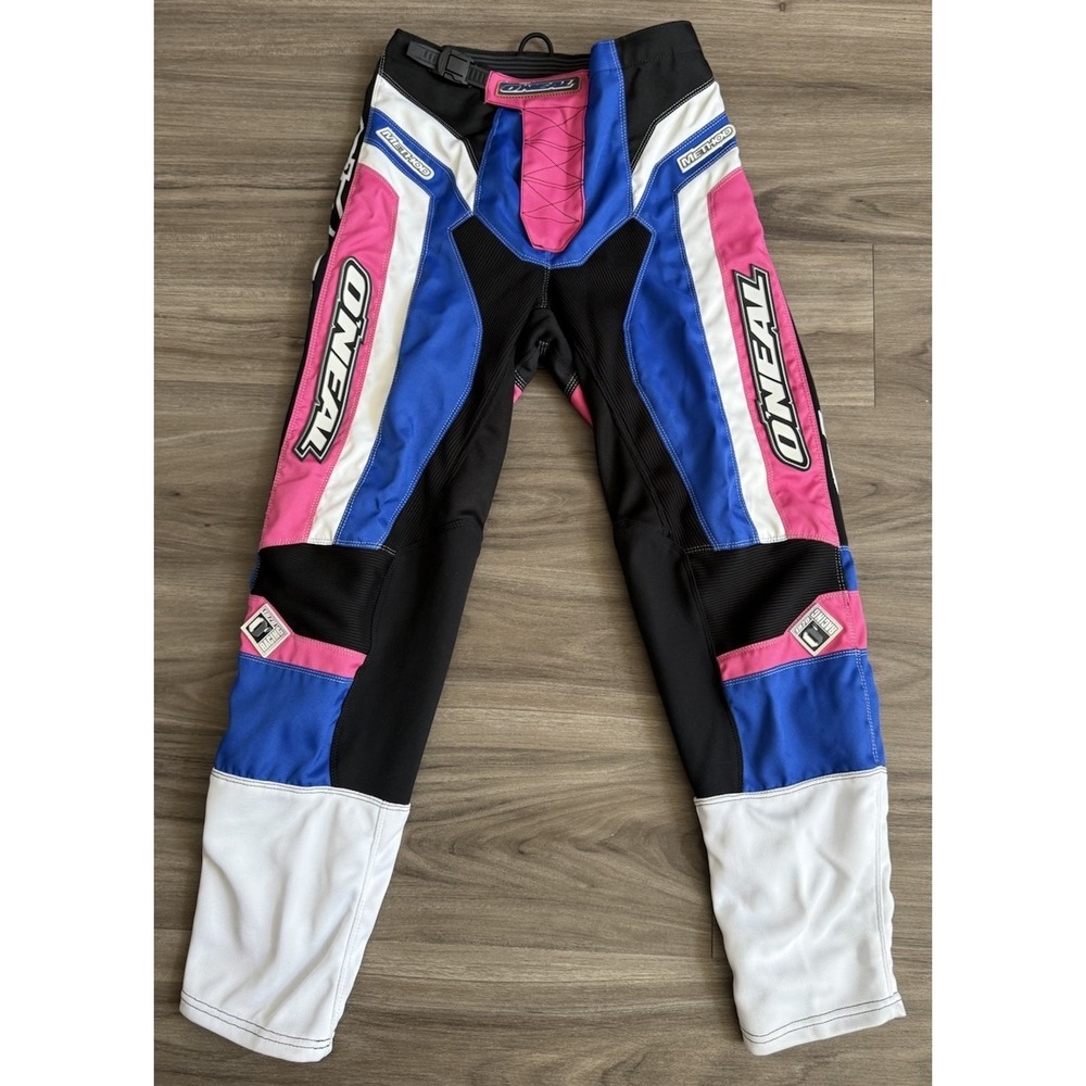 O'Neal Oneal Method Pink Blue White Moto Cross MX Racing Pants SZ 9" Y2K 28 X 28